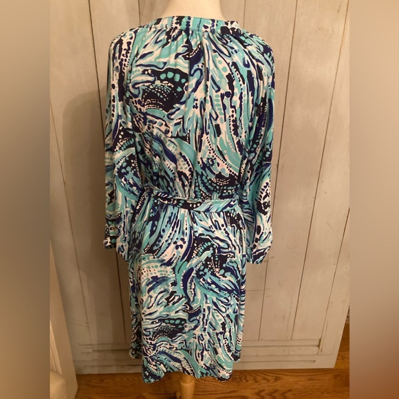 Lilly Pulitzer Bailor Dress Women Crash the Bash Button-Up Stretch V-neck Sz-XL - Picture 6 of 13